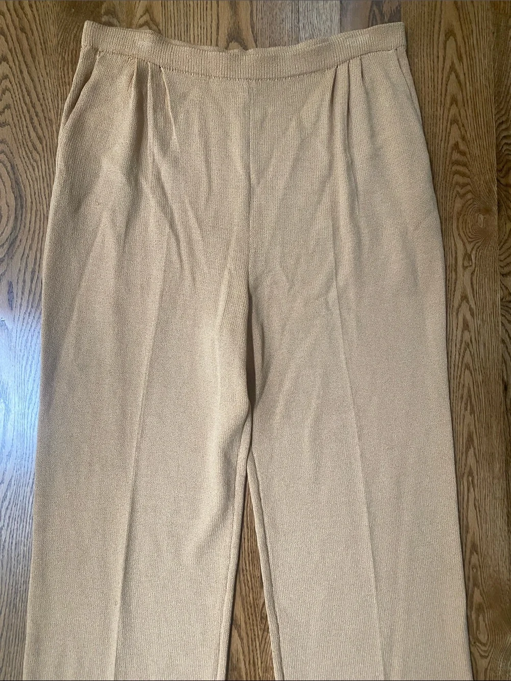 Womens St. John Santana knit straight leg pant gold 12 quiet luxury minimalist